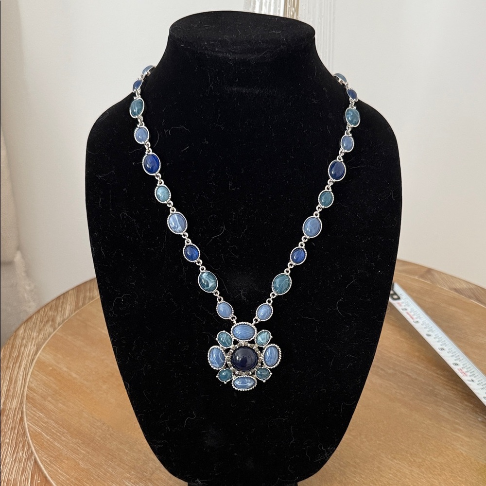 Talbots Elegant Blue and Silver Necklace